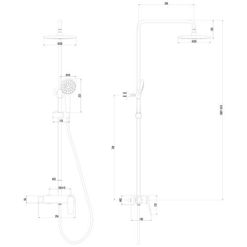 Душевая стойка LeMark Bronx LM3760GM настенная цвет черный с термостатом - фото 2