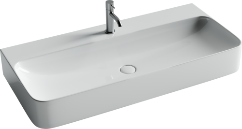 Раковина из сантехнического фарфора Ceramica Nova AURA CN2007 100х50 подвесная цвет белый 1 отверстие под смеситель - фото 2