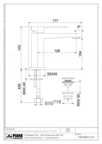 Смеситель Fiore Kube 100NN8515 на раковину черный - фото 2