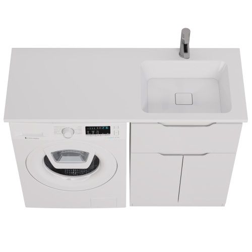 Раковина из искусственного камня Dreja Wing 100120R 120х50 подвесная цвет белый 1 отверстие под смеситель - фото 4