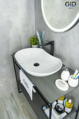 Раковина керамическая Gid Lago 51128 70х40 накладная цвет белый без отверстий под смеситель - фото 5