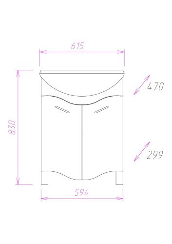 Тумба под раковину Onika Лайн 106043 60х30 подвесная цвет серый - фото 3