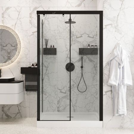 Душевой уголок Cerutti SPA MARBELLA 120B R 120х80 стекло прозрачное профиль черный без поддона