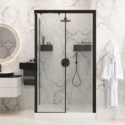 Душевой уголок Cerutti SPA MARBELLA 120B R 120х80 стекло прозрачное профиль черный без поддона - фото 2