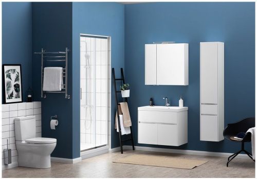 Комплект мебели: тумба с раковиной + зеркало-шкаф Aquanet Латина 00179839 80х50 напольный цвет белый - фото 5