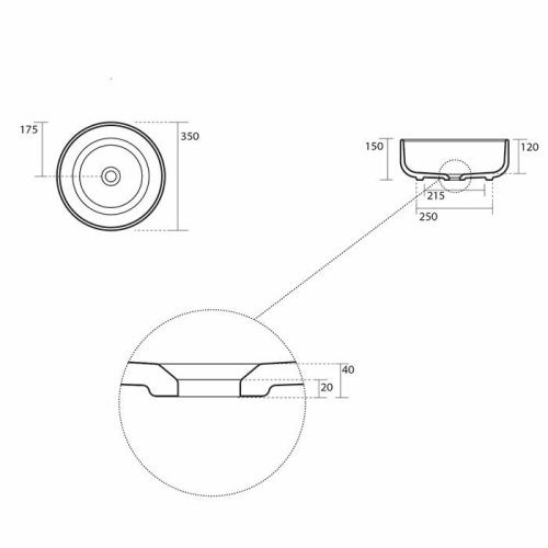 Раковина керамическая Kerasan Nolita 534501 40 см накладная цвет белый без отверстий под смеситель - фото 2