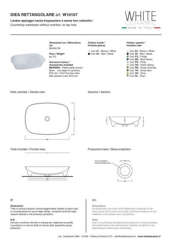 Раковина керамическая White Ceramic Idea W1010705 60х40 накладная цвет черный - фото 2