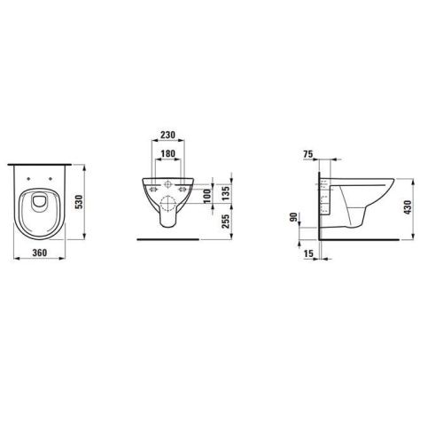 Чаша унитаза подвесная Laufen Pro 8.2096.0.000.000.1 цвет белый без сиденья безободковая каскадный смыв - фото 2