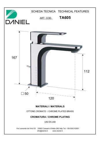Смеситель Daniel Tiara TA605-GO на раковину графит - фото 2