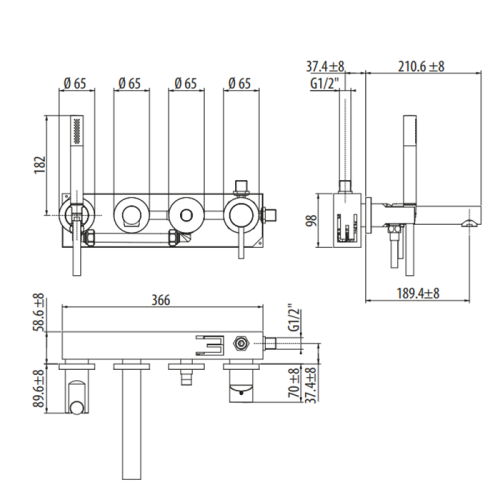 Смеситель Gattoni CIRCLE ONE 9005/90NO встраиваемый в стену черный - фото 2