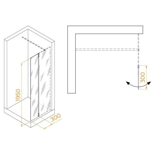 Боковая стенка RGW 352207103-11 30х195 стекло прозрачное профиль хром - фото 2