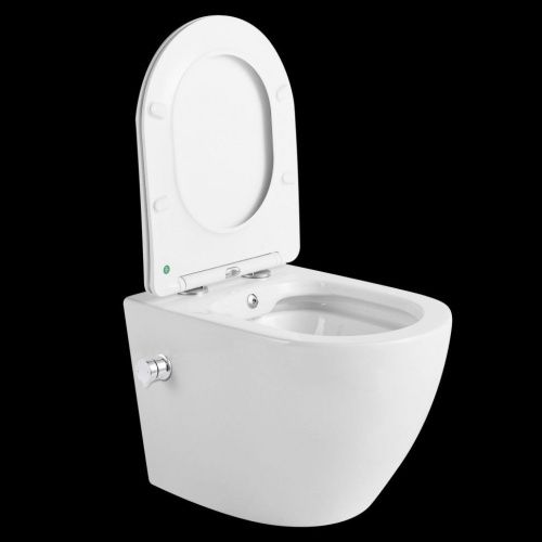 Унитаз подвесной CeramaLux 2196-BD белый с сиденьем микролифт каскадный смыв - фото 4