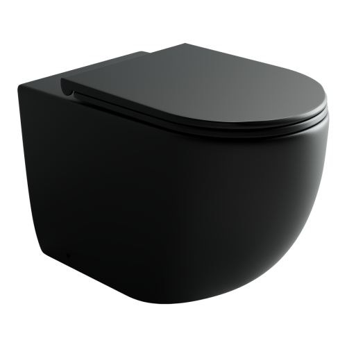 Унитаз приставной Ceramica Nova METROPOL CN4004MB черный матовый с сиденьем микролифт безободковый душевой смыв - фото 2