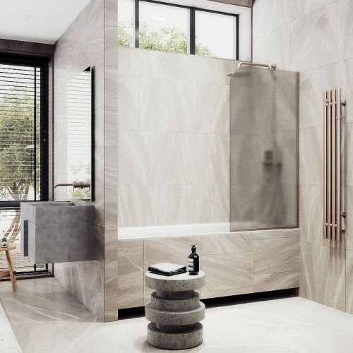 Душевая шторка на ванну Maybah Glass MGV-148-2у 65х140 стекло тонированное профиль бронза ориентация универсальная - фото 3