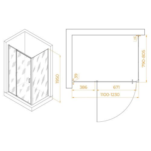 Душевой уголок RGW Passage 350807818-14 110х80 стекло прозрачное профиль черный без поддона - фото 2