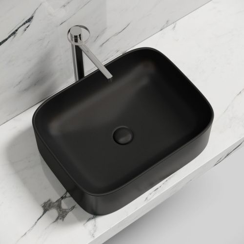 Раковина из сантехнического фарфора Ceramica Nova ELEMENT CN6052MB 50х40 накладная цвет черный без отверстий под смеситель - фото 2
