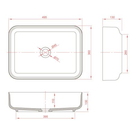 Раковина из искусственного камня MonteBianco Loreto lungo 495 12017 50х40 накладная цвет белый без отверстий под смеситель