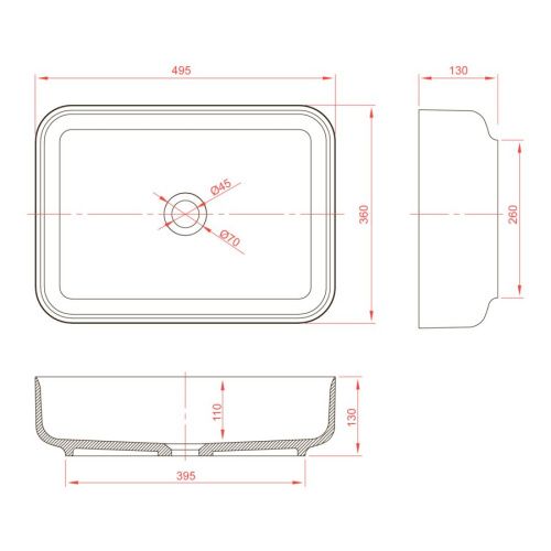 Раковина из искусственного камня MonteBianco Loreto lungo 495 12017 50х40 накладная цвет белый без отверстий под смеситель - фото 5