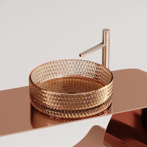 Раковина стеклянная Ceramica Nova CRISTAL CN6058 40х40 накладная цвет бежевый без отверстий под смеситель - фото 2