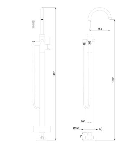 Смеситель для ванны и душа Wonzon & Woghand STICK WW-88649017-CR напольный хром - фото 2