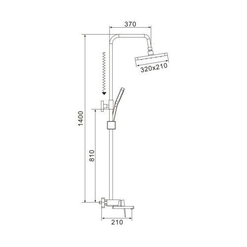 Душевая стойка Shevanik S6826T настенная цвет оружейная сталь - фото 3