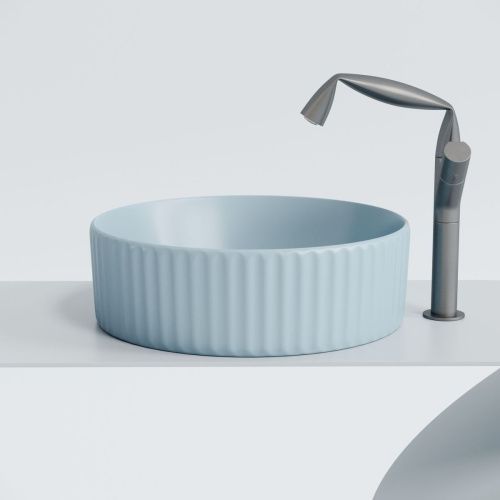 Раковина из сантехнического фарфора Ceramica Nova ELEMENT CN6057ML 40х40 накладная цвет синий без отверстий под смеситель - фото 4