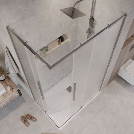 Душевой уголок Grossman Galaxy 300.K33.01.9080.10.02 90х80 стекло текстурное профиль хром без поддона