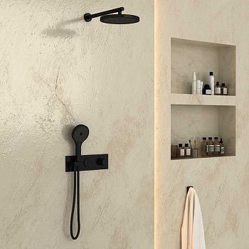 Душевая система Vincea VSFW-422T2MB встраиваемая в стену цвет черный с термостатом