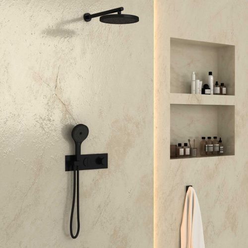 Душевая система Vincea VSFW-422T2MB встраиваемая в стену цвет черный с термостатом