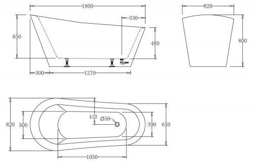 Ванна акриловая BelBagno BB63-1800-W0 180х80 отдельностоящая овальная с ножками - фото 2