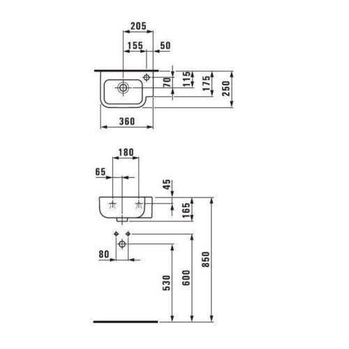 Раковина керамическая Laufen Form 8.1667.5.000.106.1 40 см подвесная цвет белый 1 отверстие под смеситель - фото 2