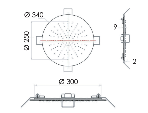 Верхний душ Remer X Style Inox SS357EFM34 35х35 нержавеющая сталь - фото 2