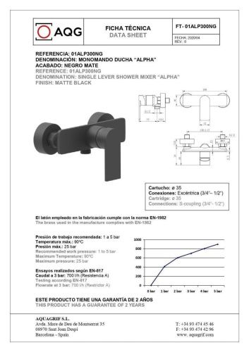 Смеситель для душа AQG Alpha 01ALP300NG настенный черный - фото 2