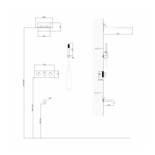 Душевая система Abber AF8150NG встраиваемая в стену цвет серый с термостатом - фото 3