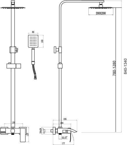 Душевая стойка Fmark FS8645 настенная цвет серый - фото 3