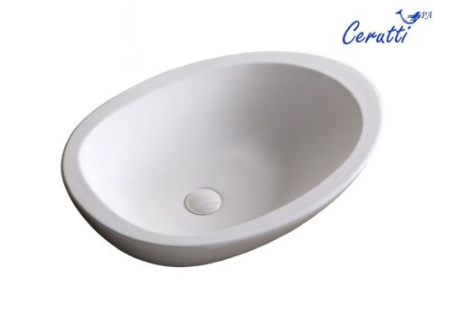 Раковина из сантехнического фарфора Cerutti SPA CR1005 70х50 накладная цвет белый без отверстий под смеситель - фото 2