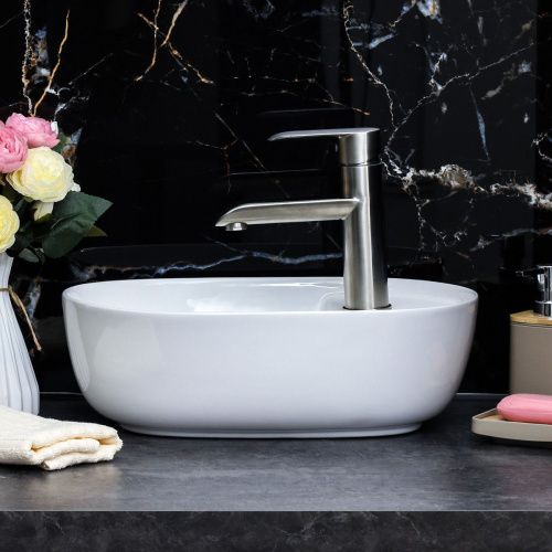 Раковина из сантехнического фарфора Melana 320333-805 40х30 накладная цвет белый 1 отверстие под смеситель - фото 4