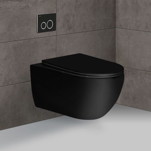 Унитаз подвесной Vincea Evo VT1-34MB черный с сиденьем микролифт безободковый душевой смыв