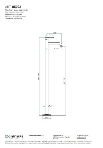 Смеситель Emmevi Filobrass 85023/ORS напольный золото - фото 2