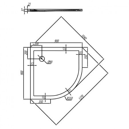 Душевой поддон из искусственного камня Aquaton Калифорния 1A713636CA010 90х90 белый