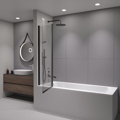 Душевая шторка на ванну RGW Screens 03111110-14 100х140 стекло прозрачное профиль черный ориентация универсальная - фото 2