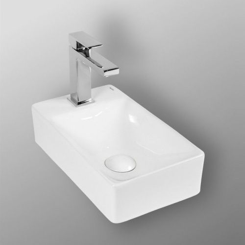 Раковина из сантехнического фарфора Bond Cube S12-380L 40х20 накладная цвет белый 1 отверстие под смеситель - фото 5