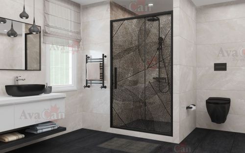 Душевая дверь AvaCan FB140 160х195 стекло тонированное профиль черный - фото 3