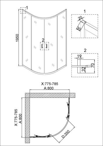 Душевой уголок Niagara Nova 66860811 80х80 стекло прозрачное профиль хром без поддона - фото 3