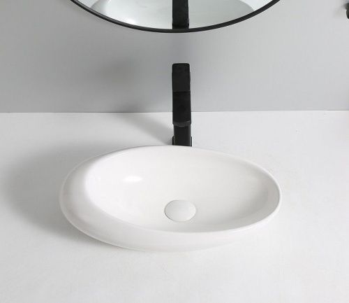 Раковина из сантехнического фаянса CeramaLux 78255 60х40 накладная цвет белый без отверстий под смеситель - фото 3