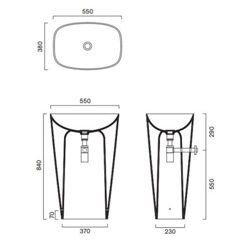 Раковина керамическая Catalano Green 428551001 60 см напольная цвет белый без отверстий под смеситель - фото 2