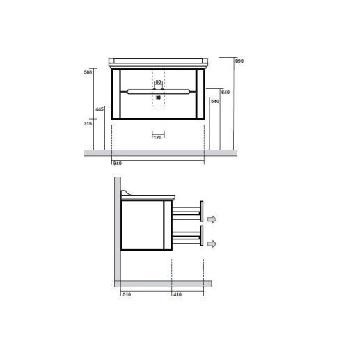 Тумба под раковину Kerasan Waldorf 925530 100х60 подвесная цвет белый - фото 2