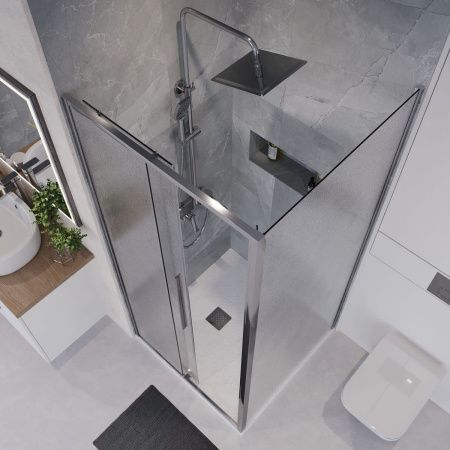 Боковая стенка Niagara Nova NG-CH100-34 100х195 стекло шиншилла профиль хром