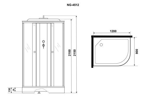 Душевая кабина Niagara Eco E120/80/13L/TN 120х80 асимметричная с крышей ориентация левая - фото 4