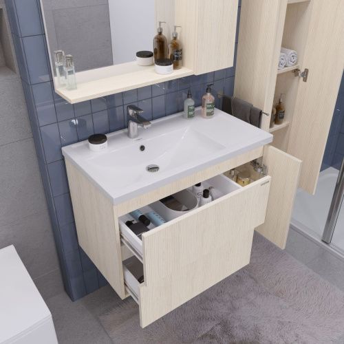 Тумба под раковину Grossman Юнит 2080141 80х40 подвесная цвет бежевый - фото 4